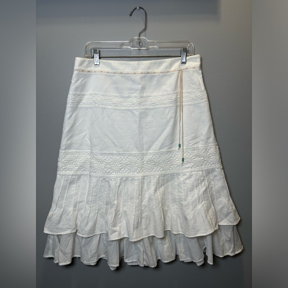 Vintage Karen Millen White Lace Midi/Maxi Skirt with suede/bead belt detailing - Picture 1 of 5